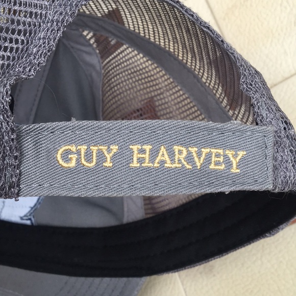 Guy Harvey saltwater Fishing Hat 6 panel mesh back adjustable back strap cap - Picture 9 of 15